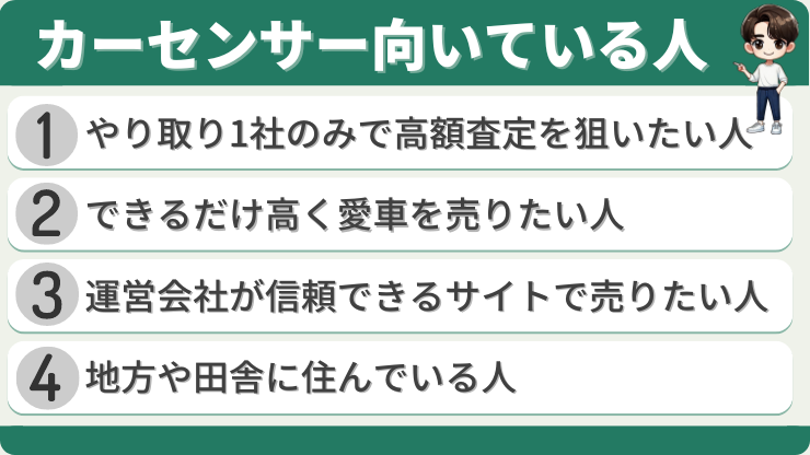 カーセンサー車一括査定　向いている人